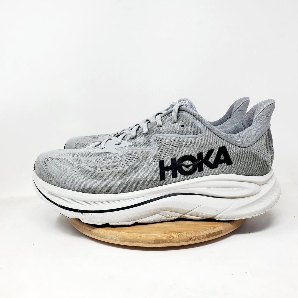 Hoka One One Clifton 10 Running Shoes Mens 12 2E WIDE Grey Gym Comfort Sneaker